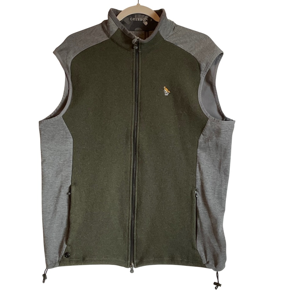 Greyson Sequoia LUXE vest wool blend Golf heavyweight hybrid fleece green gray L